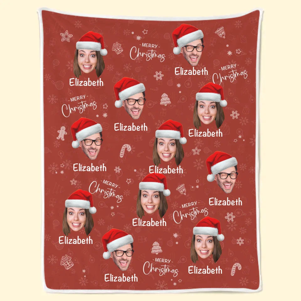 Couverture personnalisée avec photo « Joie de Noël en famille » – Cadeau de Noël pour toute la famille