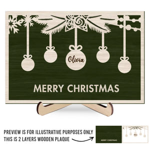 La famille, c'est la joie de Noël ! Plaque en bois personnalisée à 2 couches avec support. Cadeau de Noël pour les membres de la famille.