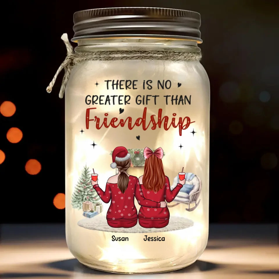 Laissez vos amis vous réchauffer le cœur ce Noël - Lampe de pot Mason personnalisée Bestie - Cadeau de Noël pour les meilleures amies, BFF, sœurs