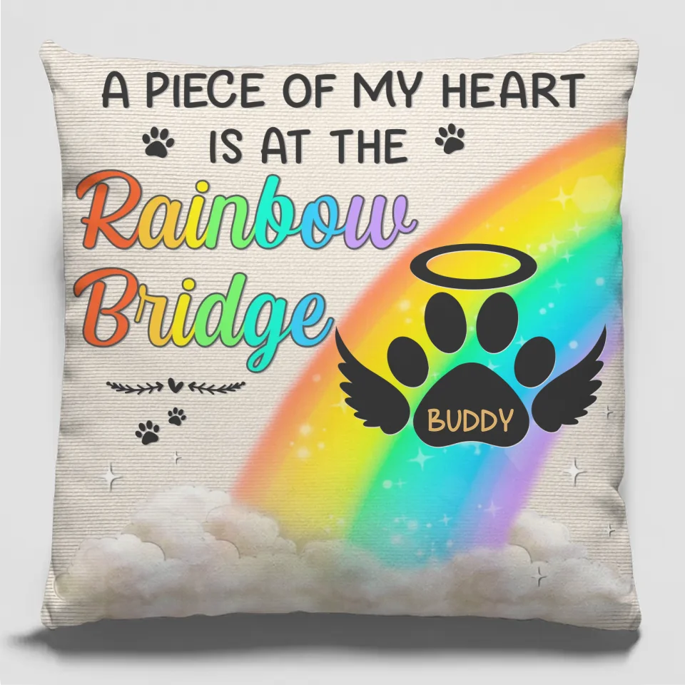 J'ai traversé le pont arc-en-ciel en sachant que j'étais aimé - Coussin personnalisé commémoratif - Cadeau de Noël, cadeau de condoléances pour les propriétaires d'animaux et les amoureux des animaux