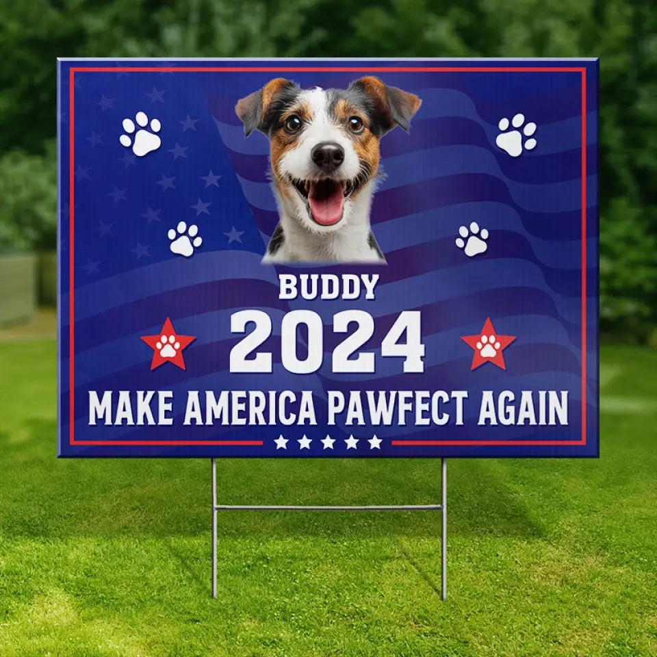 Photo personnalisée Ami à quatre pattes, mon vote est pour toi - Panneau de jardin personnalisé pour chien et chat - Cadeau pour propriétaires d'animaux, amoureux des animaux AMZ