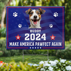 Photo personnalisée Ami à quatre pattes, mon vote est pour toi - Panneau de jardin personnalisé pour chien et chat - Cadeau pour propriétaires d'animaux, amoureux des animaux AMZ