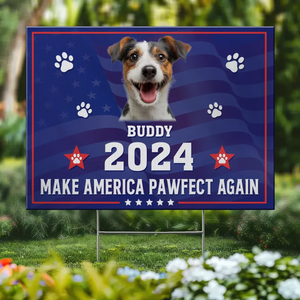 Photo personnalisée Ami à quatre pattes, mon vote est pour toi - Panneau de jardin personnalisé pour chien et chat - Cadeau pour propriétaires d'animaux, amoureux des animaux AMZ