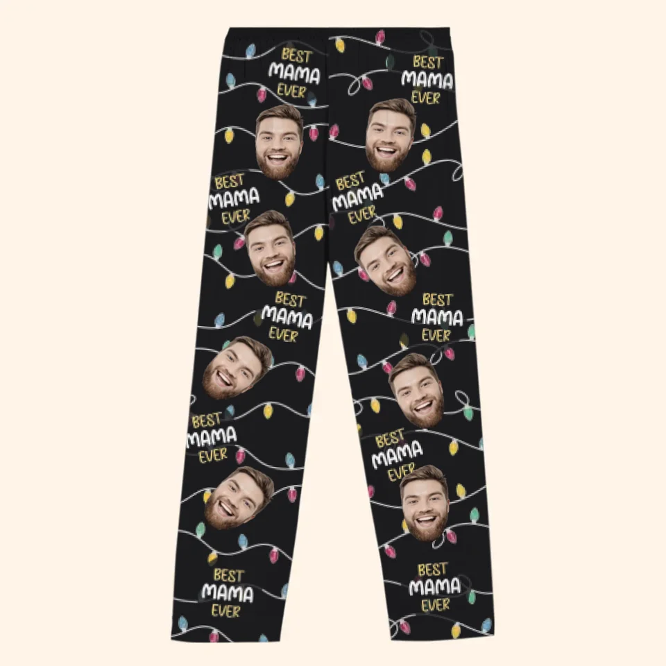 Photo personnalisée Amour, plaisir et joie des fêtes - Pyjama personnalisé pour toute la famille - Cadeau de Noël pour maman et grand-mère