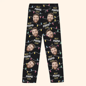 Photo personnalisée Amour, plaisir et joie des fêtes - Pyjama personnalisé pour toute la famille - Cadeau de Noël pour maman et grand-mère