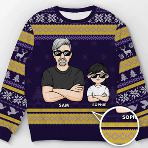 Famille pour toujours - Sweat-shirt personnalisé pour la famille - Pull en laine unisexe - Cadeau de Noël pour les membres de la famille