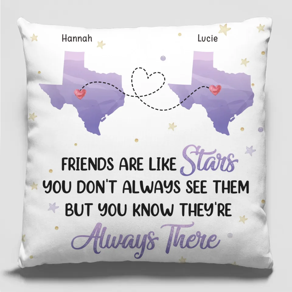 N'oubliez jamais que nous sommes sous le même ciel - Oreiller personnalisé Bestie - Cadeau pour meilleures amies, BFF, sœurs