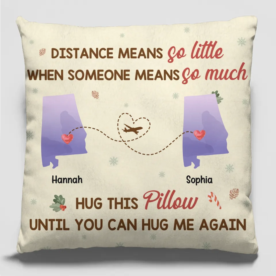 Miles ne peut pas séparer deux cœurs qui se soucient - Oreiller personnalisé Bestie - Cadeau pour meilleures amies, meilleures amies, sœurs