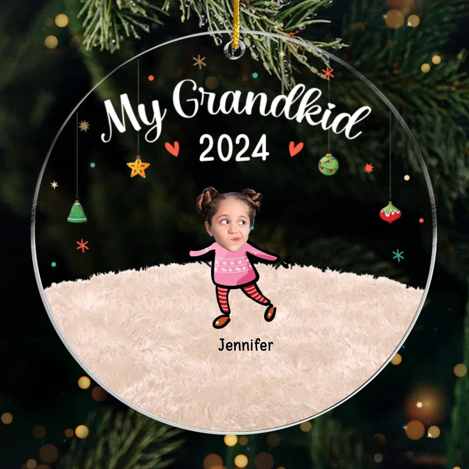 Photo personnalisée Un autre Noël avec les petits-enfants - Ornement personnalisé familial personnalisé - Forme personnalisée en acrylique - Cadeau de Noël pour grand-mère, grand-père, petit-enfant