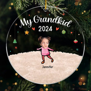 Photo personnalisée Un autre Noël avec les petits-enfants - Ornement personnalisé familial personnalisé - Forme personnalisée en acrylique - Cadeau de Noël pour grand-mère, grand-père, petit-enfant