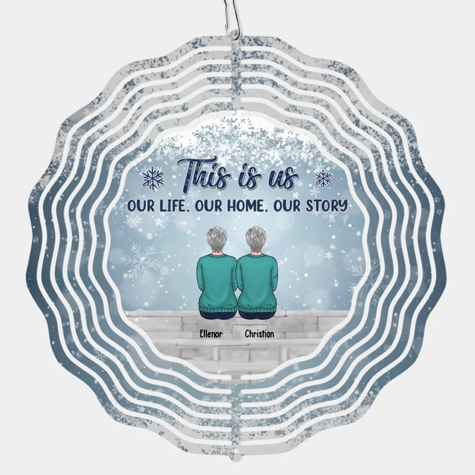 La famille où la vie commence et l'amour ne finit jamais - Moulin à vent personnalisé pour la famille - Cadeau de Noël pour les membres de la famille