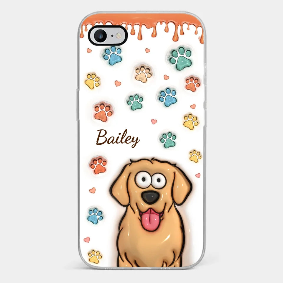 Quatre pattes, un cœur – Coque de téléphone transparente personnalisée avec effet gonflable 3D pour chien et chat – Cadeau pour propriétaires et amoureux des animaux