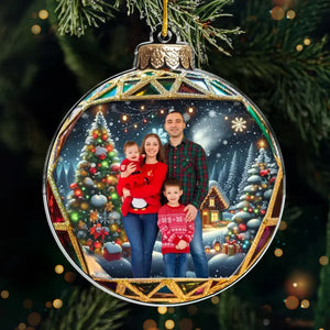 Photo personnalisée « Que vos vacances soient joyeuses et lumineuses » - Ornement personnalisé pour la famille - Forme personnalisée en acrylique - Cadeau de Noël pour les membres de la famille