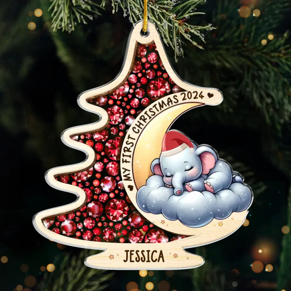 Le premier Noël d'un bébé est rempli de magie, de souvenirs et d'amour - Décoration personnalisée pour la famille - Forme personnalisée en acrylique - Cadeau de Noël pour bébé, nouveau-né, premier Noël