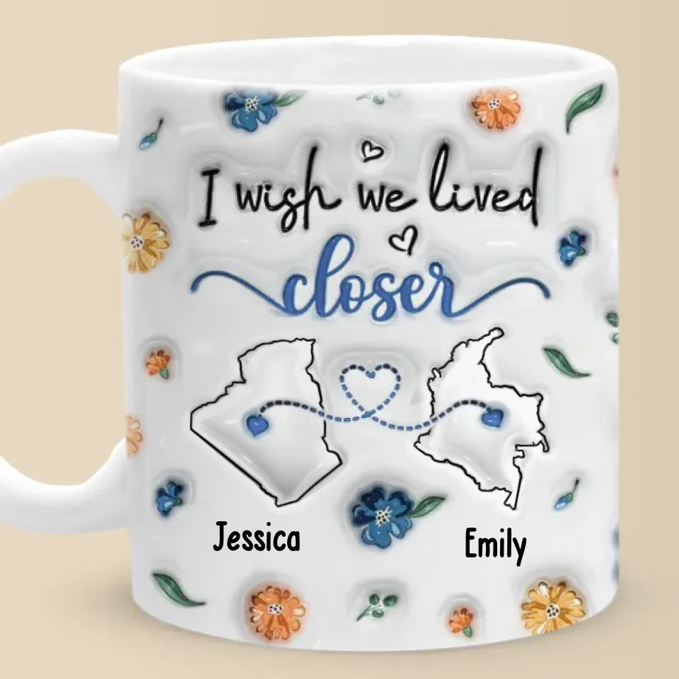 Aucune distance ne peut atténuer la lumière de notre amitié - Mug personnalisé 3D à effet gonflé - Cadeau pour meilleures amies, meilleures amies, sœurs