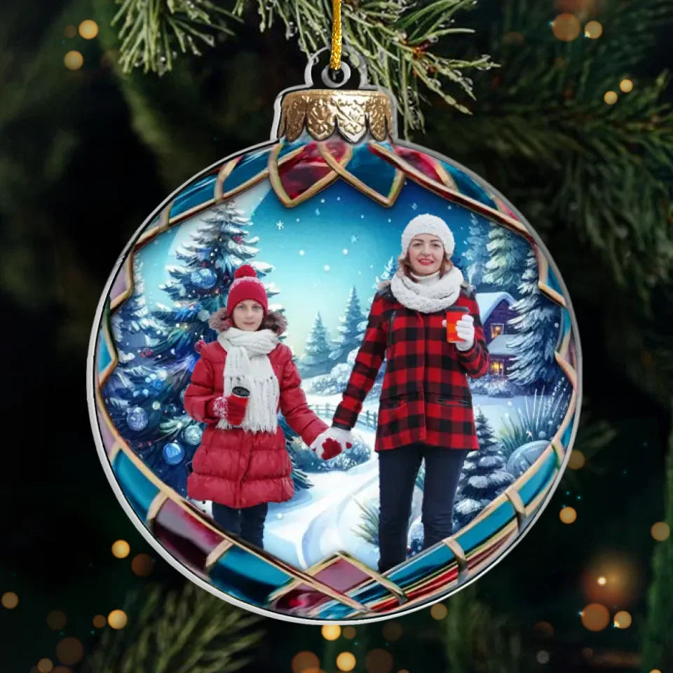 Photo personnalisée : Le meilleur moment de Noël, c'est le temps passé en famille ! Décoration personnalisée en acrylique pour la famille. Cadeau de Noël pour les membres de la famille.
