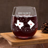 Never Too Far To Wine With Friends - Bestie Personalized Custom Wine Glass - Gift For Best Friends, BFF, Sisters
