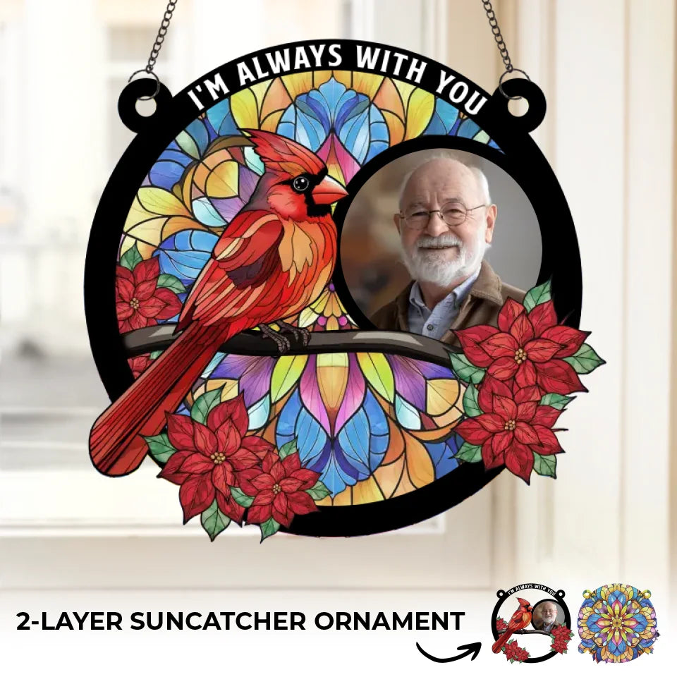 Photo personnalisée « Que votre souvenir soit un havre de paix » - Ornement attrape-soleil personnalisé à suspendre à une fenêtre - Cadeau de condoléances pour les membres de la famille