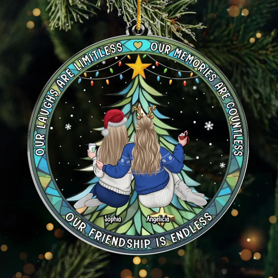 Notre amitié est infinie - Décoration personnalisée pour meilleure amie - Forme personnalisée en acrylique - Cadeau de Noël pour meilleures amies, meilleures amies, sœurs