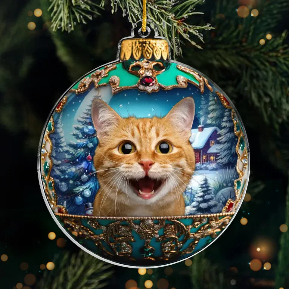 Photo personnalisée : Nos animaux rendent Noël magique - Décoration personnalisée pour chien et chat - Forme personnalisée en acrylique - Cadeau de Noël pour les propriétaires et les amoureux des animaux