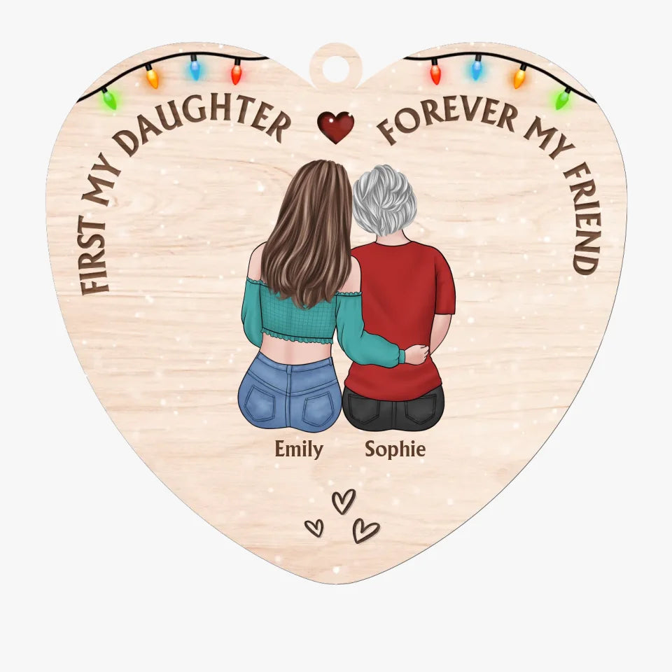 L'amour entre une mère et sa fille est infini - Ornement personnalisé pour la famille - Forme en bois personnalisée - Cadeau de Noël pour maman et fille