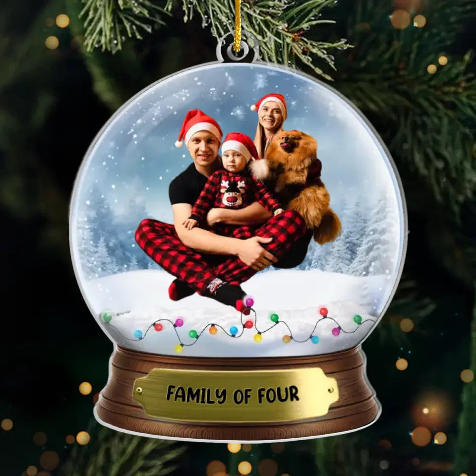 Photo personnalisée : Noël est une question de famille et d'amour - Décoration personnalisée pour la famille - Forme personnalisée en acrylique - Cadeau de Noël pour les membres de la famille