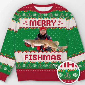 Custom Photo Unisex Ugly Sweatshirt - Personalized Christmas Birthday Gifts For Fisherman