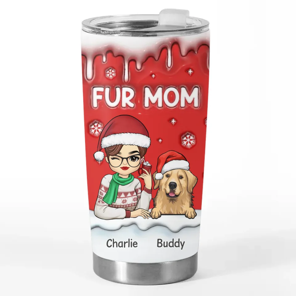 Furry And Festive - Gobelet personnalisé avec effet gonflable 3D pour chien et chat - Cadeau de Noël pour propriétaires et amoureux des animaux