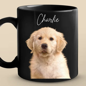 Mug photo personnalisé « Câlins de Noël avec mon compagnon à quatre pattes » – Tasse noire personnalisée pour chien et chat – Cadeau de Noël pour les propriétaires et les amoureux des animaux