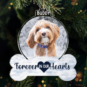Photo personnalisée avec empreintes de pattes sur nos cœurs - Ornement commémoratif personnalisé - Forme personnalisée en acrylique - Cadeau de condoléances, cadeau de Noël pour propriétaires d'animaux et amoureux des animaux