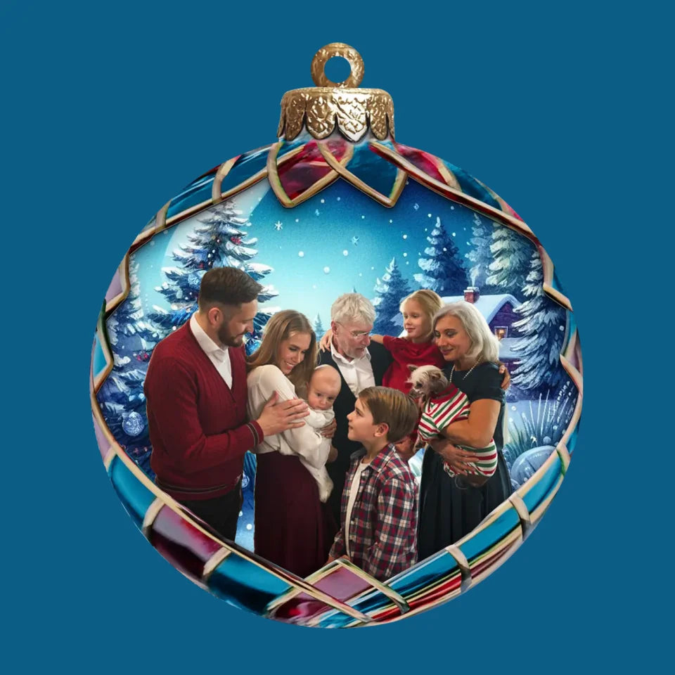 Photo personnalisée « Le cœur de Noël est la famille » - Décoration familiale personnalisée - Bois, acrylique, forme personnalisée - Cadeau de Noël pour les membres de la famille