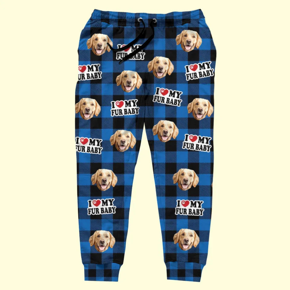 Pyjama personnalisé avec photo « J'aime mon bébé » - Cadeau de Noël pour les propriétaires et les amoureux des animaux