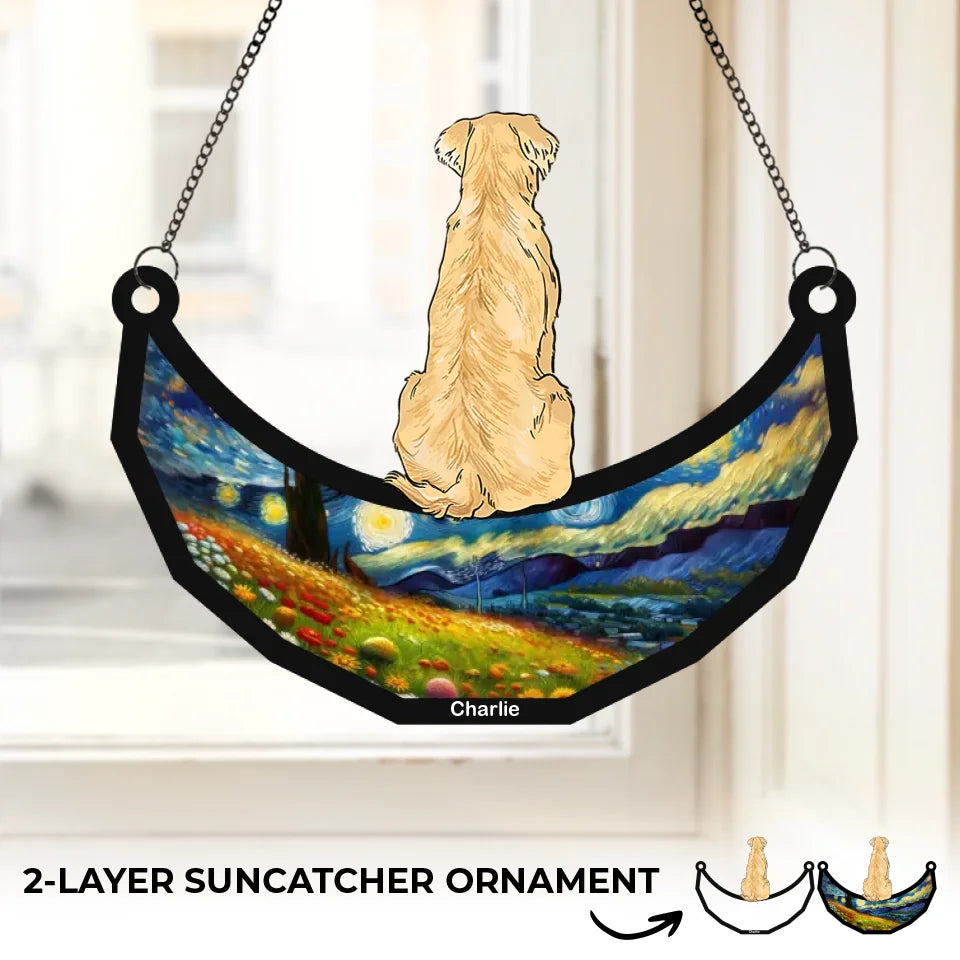 Un véritable ami laisse des empreintes de pattes éternelles - Attrape-soleil commémoratif personnalisé à suspendre à une fenêtre - Cadeau de condoléances pour les propriétaires et les amoureux des animaux