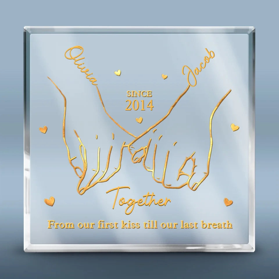 Je t'aime pour toujours et à jamais - Plaque acrylique carrée personnalisée pour couple - Cadeau de Noël pour mari et femme, anniversaire