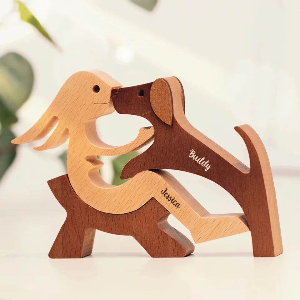 WSWD - Sculptures en bois personnalisées pour animaux de compagnie - L'amour entre vous et votre ami à quatre pattes - Cadeau pour les amoureux des animaux - Nouveauté, ornements de table en sculpture sur bois, décoration en bois sculpté AMZ