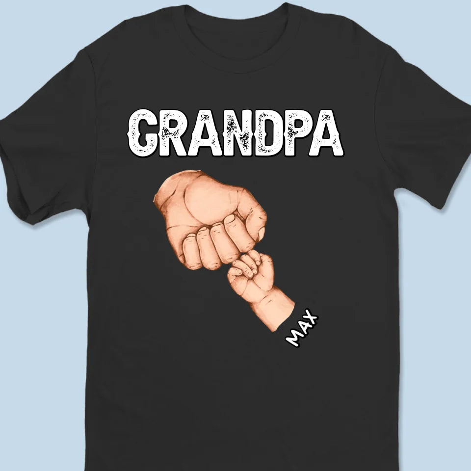 Grand-père tient la main de ses enfants un court instant, mais leur cœur pour toujours - T-shirt unisexe personnalisé pour la famille, T-shirt premium, sweat à capuche - Cadeau pour grand-père