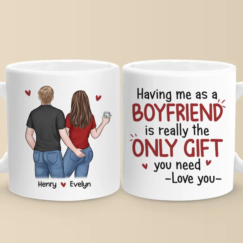 Le petit ami que vous avez la chance d'avoir - Tasse personnalisée pour couple - Cadeau de Noël pour mari et femme, anniversaire