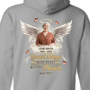 Photo personnalisée La chanson est terminée, mais la mélodie persiste - T-shirt unisexe personnalisé imprimé au dos, sweat-shirt à capuche - Cadeau de condoléances pour les membres de la famille