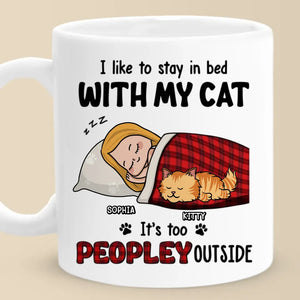 J'aime rester au lit avec mes animaux de compagnie - Mug personnalisé pour chien et chat - Cadeau pour les propriétaires et les amoureux des animaux