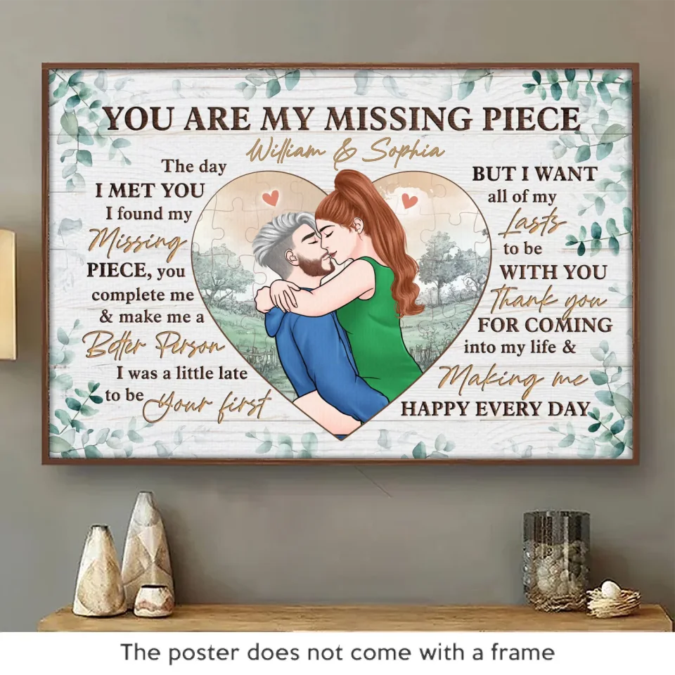 Merci d'être entré dans ma vie - Affiche horizontale personnalisée pour couple - Cadeau pour mari et femme, anniversaire