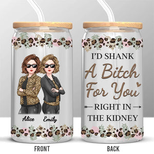 Les amis ne vous laissent pas faire des bêtises seuls - Tasse en verre personnalisée Bestie, tasse à café glacé - Cadeau de Noël pour les meilleures amies, BFF, sœurs
