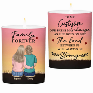 Bougie parfumée personnalisée sans fumée « Famille pour toujours » - Cadeau de Noël pour les membres de la famille, les meilleurs amis, les meilleures amies et les sœurs