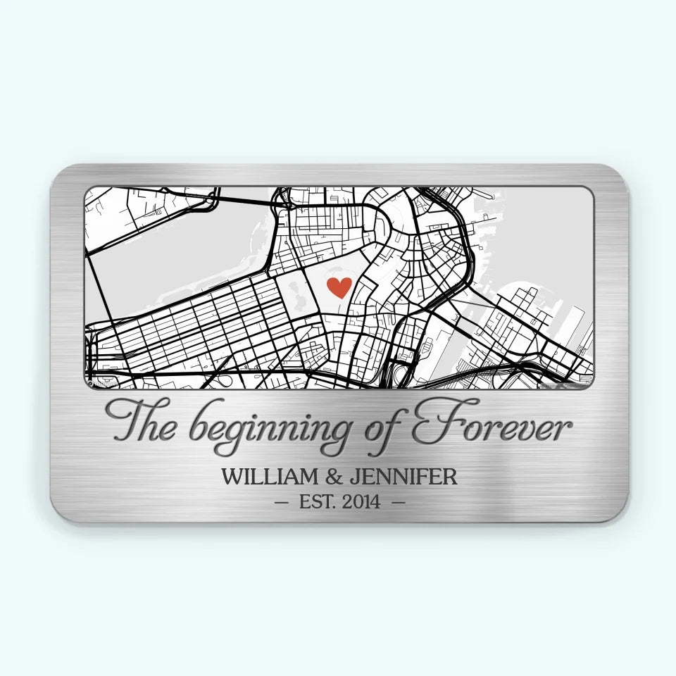 Carte de localisation « Vous êtes la carte de mon cœur » – Carte personnalisée pour couple, carte portefeuille en aluminium – Art cartographique, cadeau de Noël pour mari et femme, anniversaire