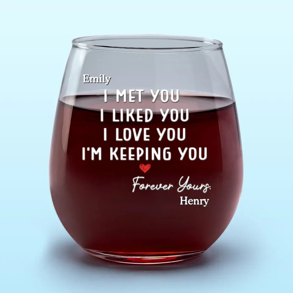 Je t'aime et je te garde - Verre à vin personnalisé pour couple - Cadeau pour mari et femme, anniversaire