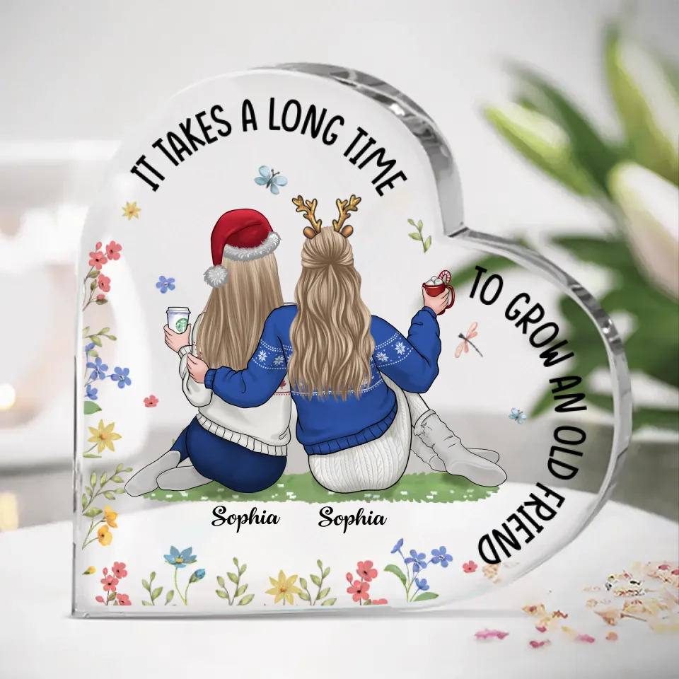Vous êtes la famille que j'ai choisie - Plaque acrylique personnalisée en forme de cœur pour meilleure amie - Cadeau pour meilleures amies, meilleures amies, sœurs