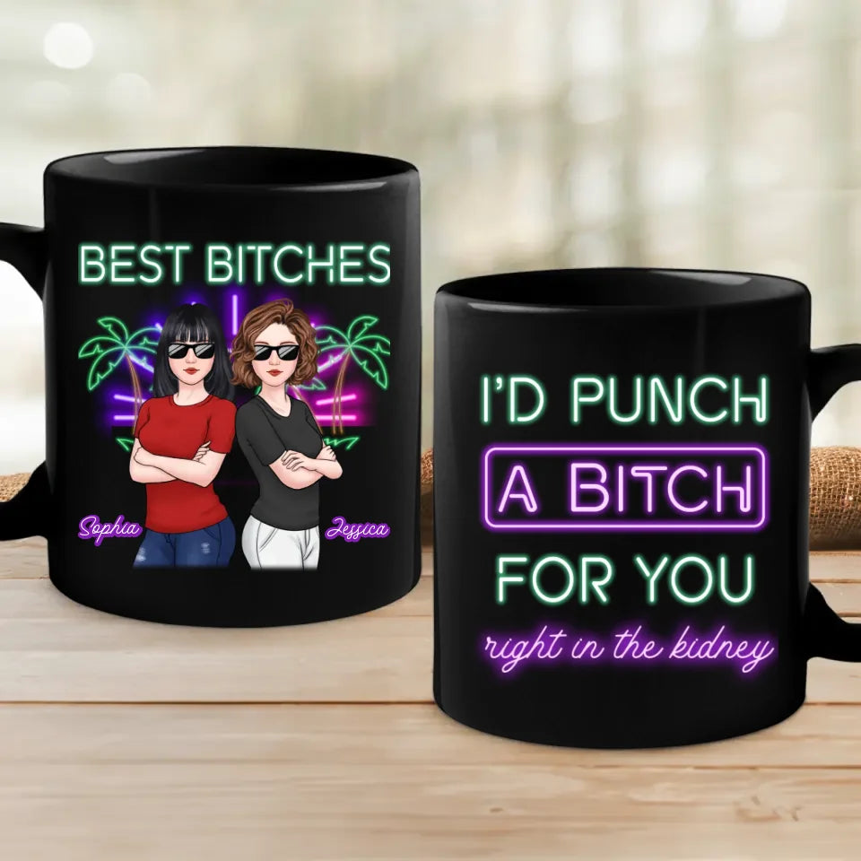 Mess With You, Deal With Me - Mug noir personnalisé Bestie - Cadeau pour meilleures amies, BFF, sœurs