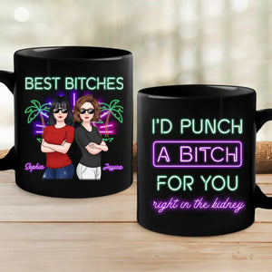 Mess With You, Deal With Me - Mug noir personnalisé Bestie - Cadeau pour meilleures amies, BFF, sœurs
