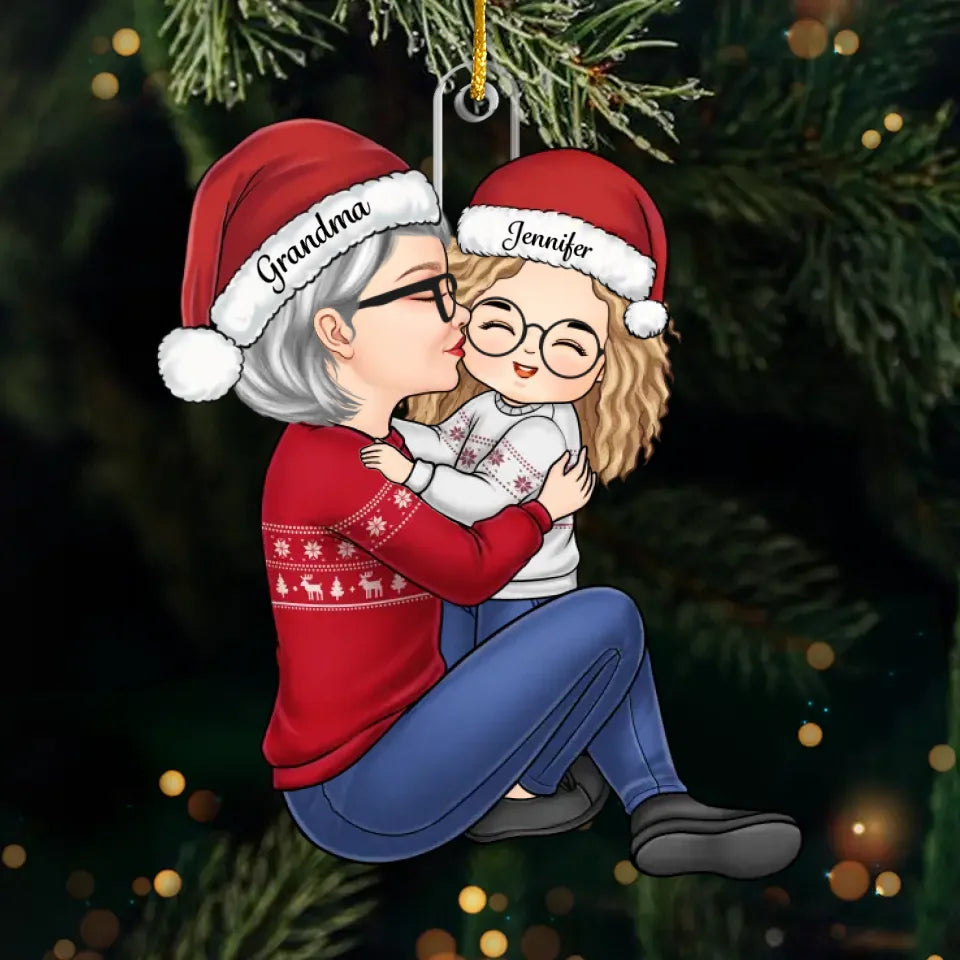 Ma famille, c'est comme fêter Noël tous les jours - Ornement personnalisé pour la famille - Forme personnalisée en acrylique - Cadeau de Noël pour grand-mère