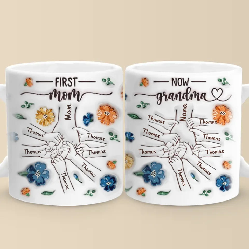 Le cœur d'une grand-mère est l'amour d'une mère multiplié - Mug personnalisé 3D à effet gonflé - Cadeau pour maman et grand-mère