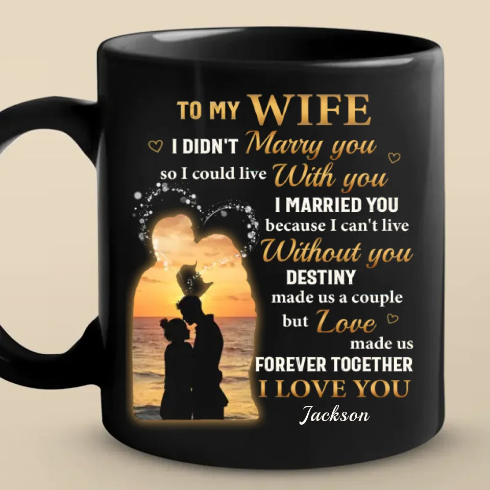 Le destin a fait de nous un couple, mais l'amour nous a réunis pour toujours - Tasse noire personnalisée pour couple - Cadeau pour mari et femme, anniversaire